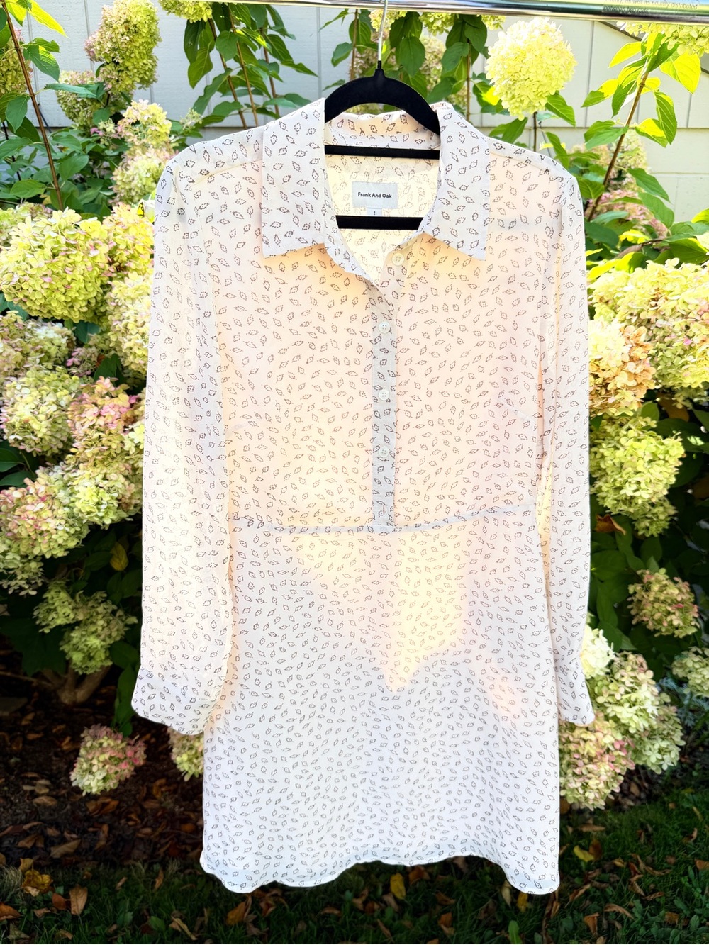 Frank & Oak Cream Printed Shirt Dress